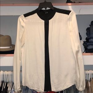 Theory tuxedo silk blouse